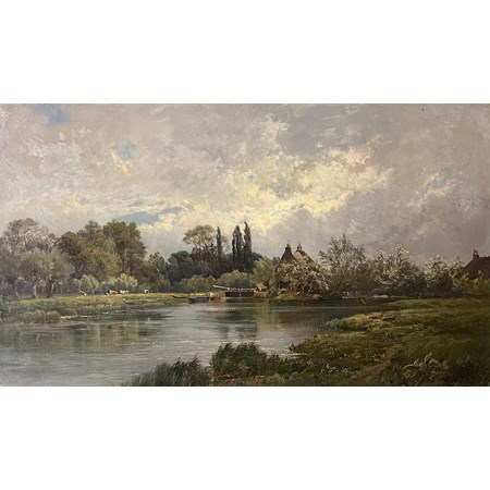 Alfred De Breanski Sr (British, 1852 1928), River Landscape, Oil On Canvas, 1877
